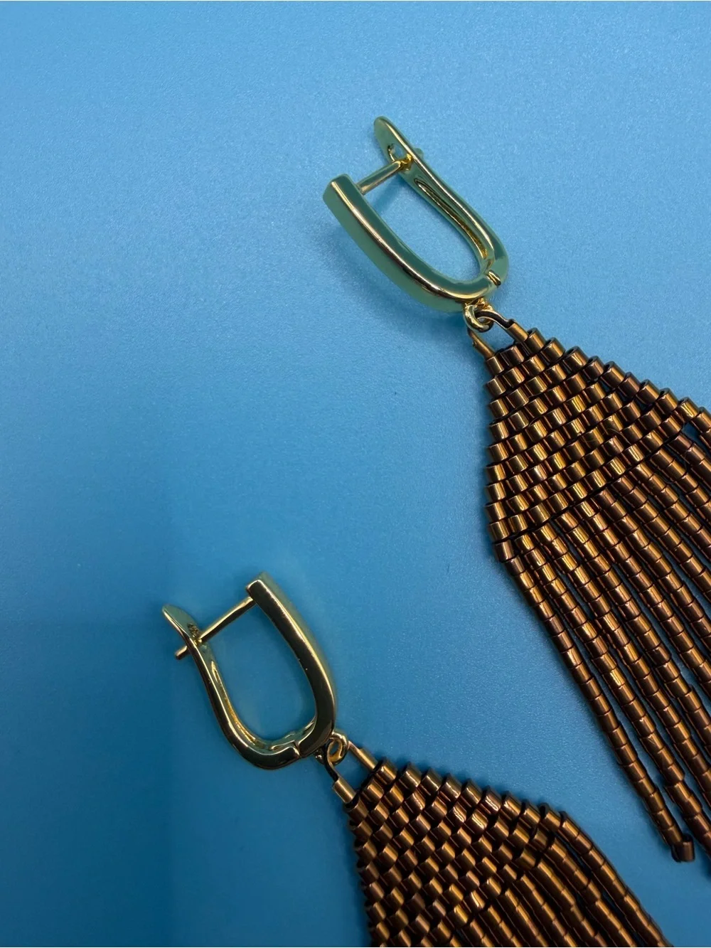 Gold-Tone Brown Beaded Fringe Earrings - Women Jewelry